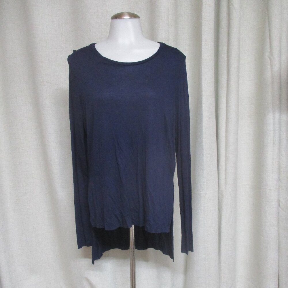 ZARA dark blue stretch pullover long sleeve top shirt blouse
